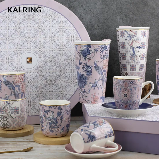 Kalring Euro Retro Style 11 Oz Mug avec dessous de verre en liège et cuillère en acier avec main