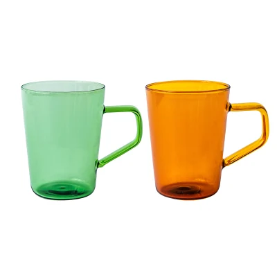 Conception brève Thermo boire cuisson verre coloré avec poignée tasse à café